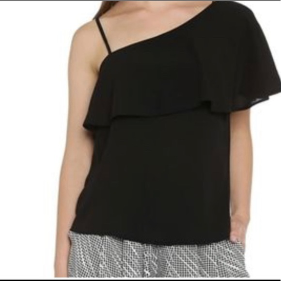 Black one shoulder ruffle top - Picture 1 of 6